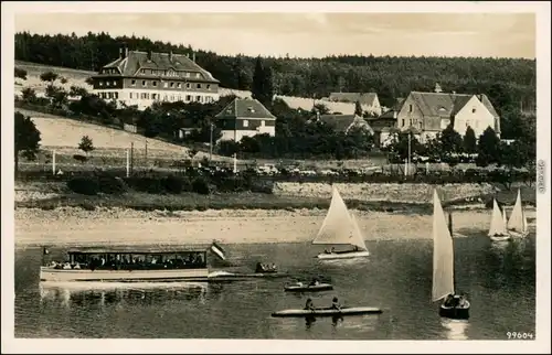 Dippoldiswalde Gasthof, Talsperre Malter mit Fahrgastschiff und Segelboote 1932