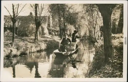 Lübben (Spreewald) Lubin (Błota) Fließ im Spreewald - Kanal - Kahn 1951