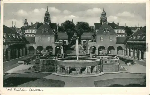 Ansichtskarte Bad Nauheim Sprudelhof mit Springbrunnen 1956