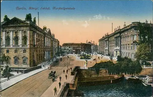 Ansichtskarte Mitte-Berlin Straße, Schloß und Marsstallgebäude 1916 