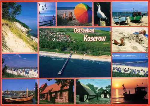 Ansichtskarte Koserow Strand, Luftbild, Boote 2000