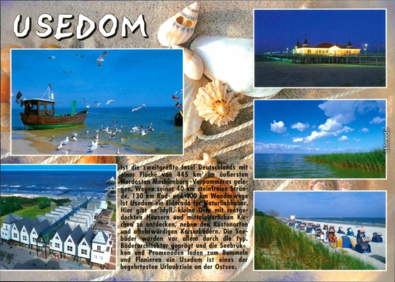 Usedom Insel Usedom Seebrucke Strand Fischerboot Ostsee 00 Nr Oldthing Ansichtskarten Deutschland Unsortiert