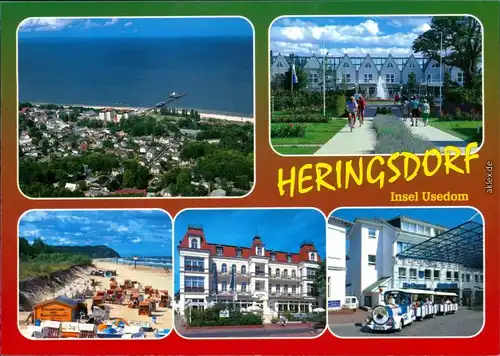 Ansichtskarte Heringsdorf Usedom Luftbild, Strand, Hotel, Bäderbahn 2000