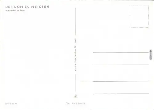 Ansichtskarte Meißen Dom - Mittelschiff 1974