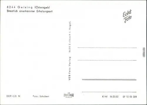 Geising Altenberg (Erzgebirge) Blick über den Ort 1981