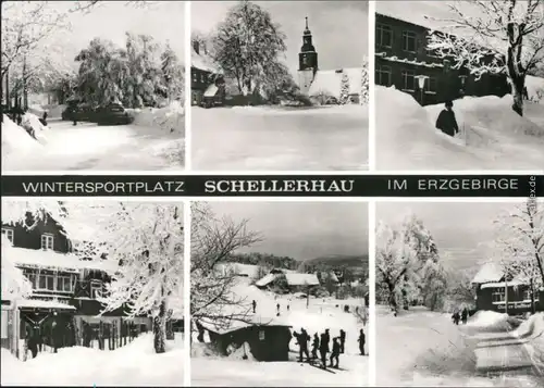 Schellerhau-Altenberg (Erzgebirge) Kirche, Oberer Gasthof Häuser  Winter 1972