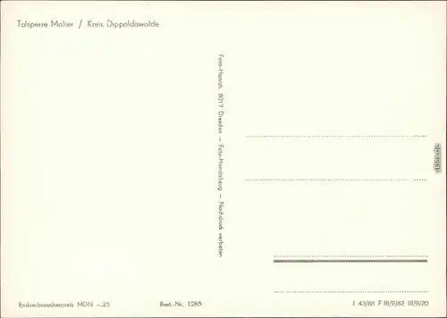 Ansichtskarte Dippoldiswalde Talsperre Malter 1968