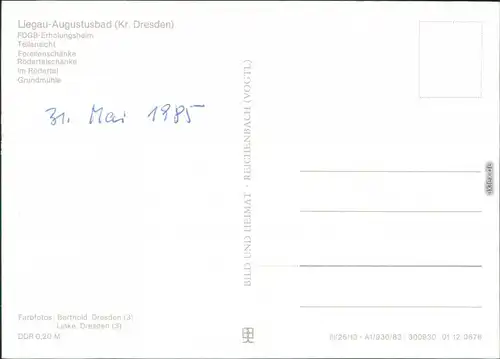 Liegau-Augustusbad-Radeberg FDGB-Erholungsheim Forellenschänke c1983