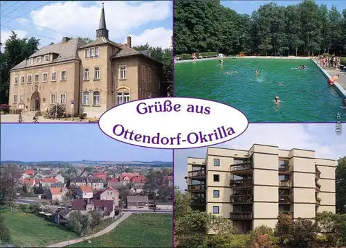 Ottendorf-Okrilla Rathaus, Schwimmbad, Blick über die Stadt, Wohnhaus 2000