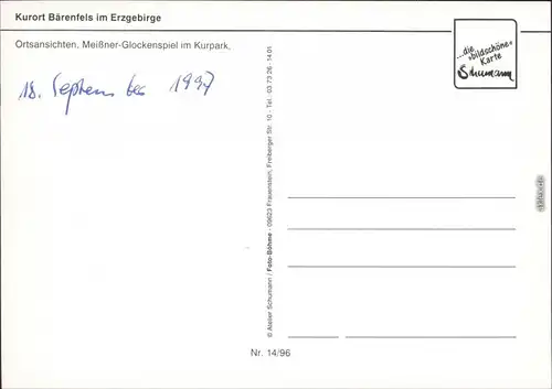 Bärenfels (Erzgebirge)-Altenberg  Meißner-Glockenspiel im Kurpark 1996