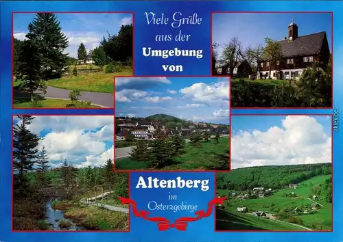 Altenberg (Erzgebirge) Landschaft, Straße, Rathaus, Teilansicht 1996