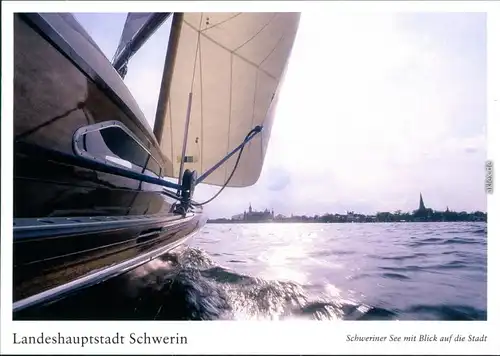 Ansichtskarte Schwerin Schweriner See mit Blick auf die Stadt, Segelboot 2000