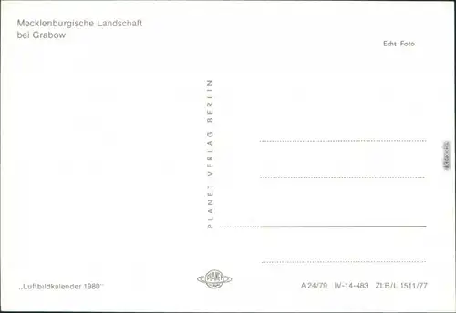 Ansichtskarte Grabow (Elde) Luftbild - Mecklenburgische Landschaft 1977