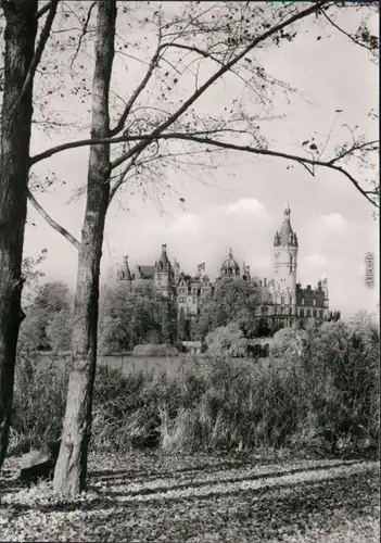 Ansichtskarte Schweriner Schloss mit Bäumen 1978