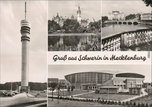 Schwerin Fernsehturm, Staatstheater und Staatl. Museum, Sport Kongreßhalle 1973