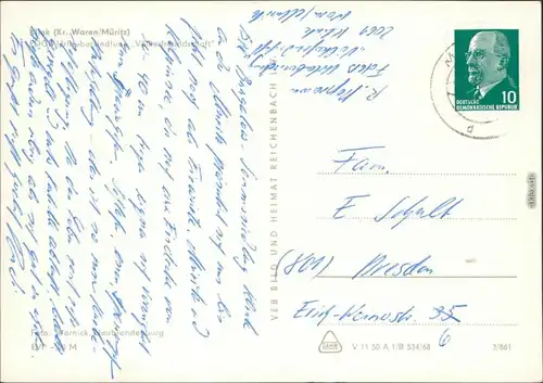 Ansichtskarte Klink (Müritz) Urlaubersiedlung "Völkerfreundschaft" 1968