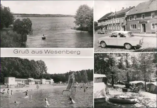 Wesenberg (Mecklenburg) Rat der Stadt, Gaststätte, Camping und Freibad 1981