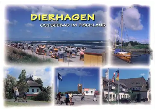 Ansichtskarte Dierhagen Strand, Schiff, Schilfhaus, Promenade 2004