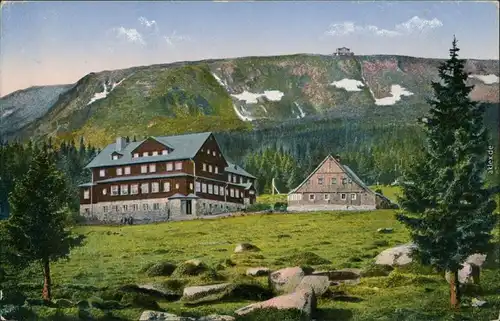 Ansichtskarte Krummhübel Karpacz Partie an der Schlingelbaude 1914 