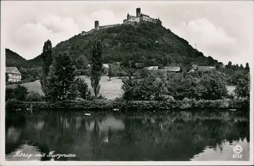 Schloßbösig Bezděz Blick über den Teich auf die Burg b Tetschen Decin  1930