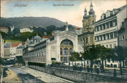 Ansichtskarte Karlsbad Karlovy Vary Sprudel-Collonade Kolonade 1911