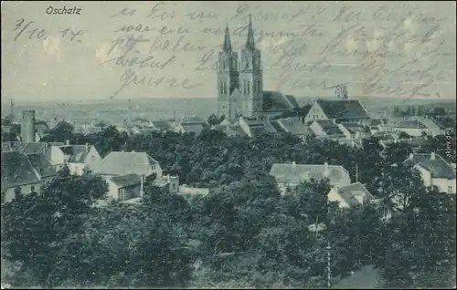 Ansichtskarte Oschatz Blick über die Stadt 1914 