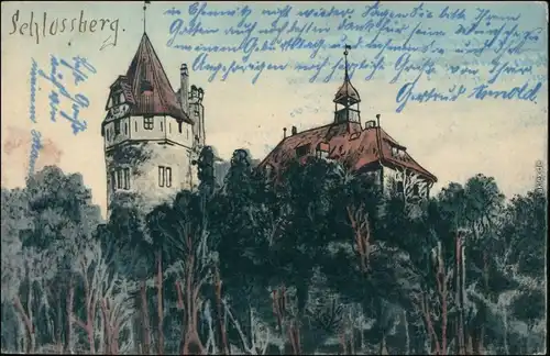 Teplitz - Schönau Teplice Künstlerkarte, Schloßberg Restauration 1911 