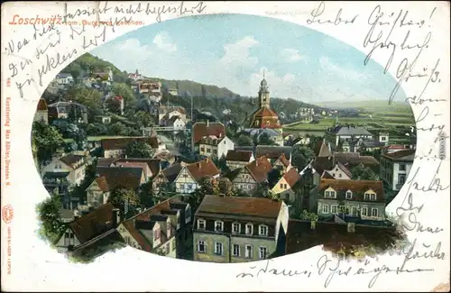 Ansichtskarte Loschwitz-Dresden Blick über die Dächer 1902 