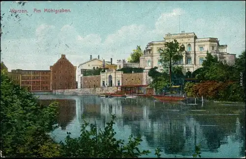 Ansichtskarte Wurzen Am Mühlgraben - Häuserzeile 1915 