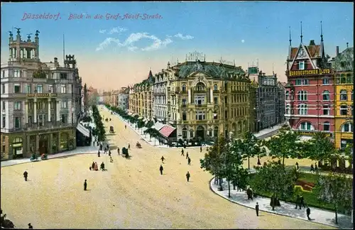 Ansichtskarte Düsseldorf Graf Adolfstraße - Norddeutscher Lloyd 1914 