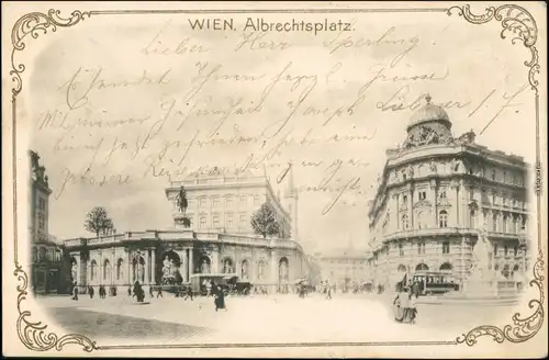 Ansichtskarte Wien Partie am Albrechtsplatz 1905 