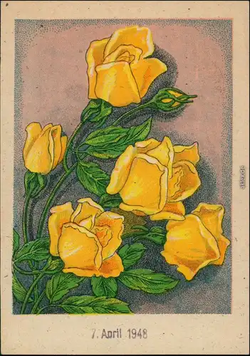 Ansichtskarte  Künstlerkarte - Blumen 1948 