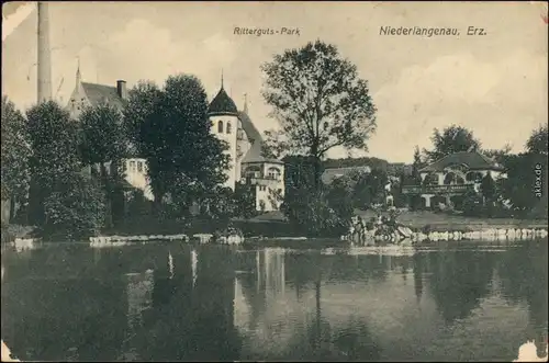 Ansichtskarte Niederlangenau Ritterguts-Park 1916