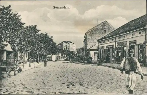 Semendria Smederevo (Смедерево) Ansichten 1. Weltkrieg  Straße  Geschäften 1918