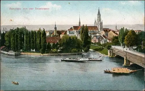 Ansichtskarte Konstanz Stadt von der Seestrasse 1913 