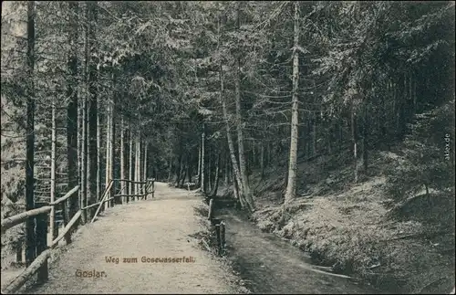 Ansichtskarte Goslar Weg zum Gosewasserfall 1919