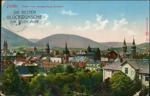 Goslar Ansicht vom Georgenberg, Glückwunsch zum neuen Jahre 1912