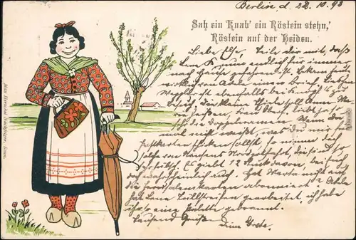  Liedansichtskarte "Sah ein knab ein Röslein stehn, Röslein auf der Heiden" 1898