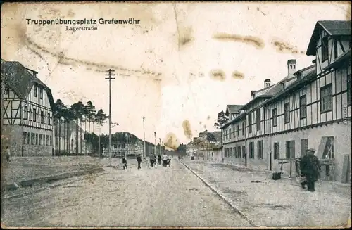 Ansichtskarte Grafenwöhr Lagerstraße - Truppenübungsplatz 1918 