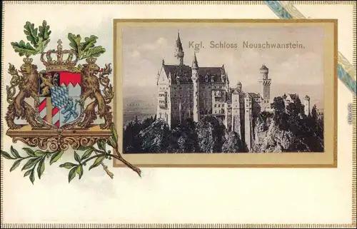 Ansichtskarte Schwangau Kgl. Schloss Neuschwanstein Heraldik 1906
