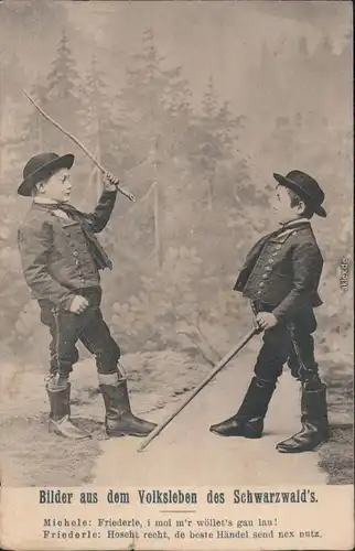 Ansichtskarte  Kinder in Tracht - Bilder aus dem Schwarzwald 1908 