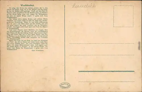 Ansichtskarte  Ein Früstück im Westfalenland - Westfalenlied 1914 