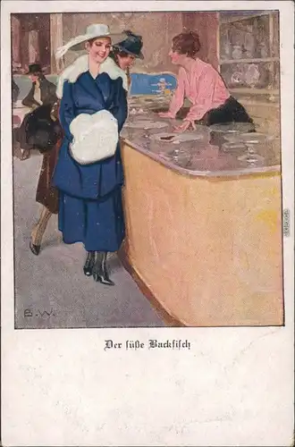  Der sü´ße Backfisch - Mode - Zeitgeschichte Künstlerkarte 1920 