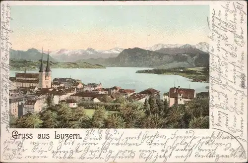 Ansichtskarte Luzern Lucerna Blick auf die Stadt 1900 