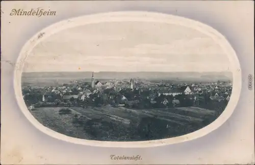 Ansichtskarte Mindelheim Blick auf die Stadt - Parcepartout 1913 Passepartout