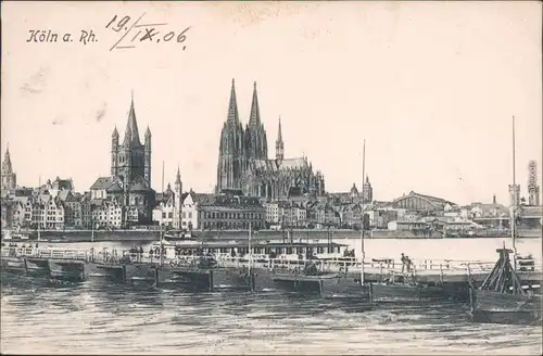 Ansichtskarte Köln Blick auf die Stadt Pontonbrücke 1906