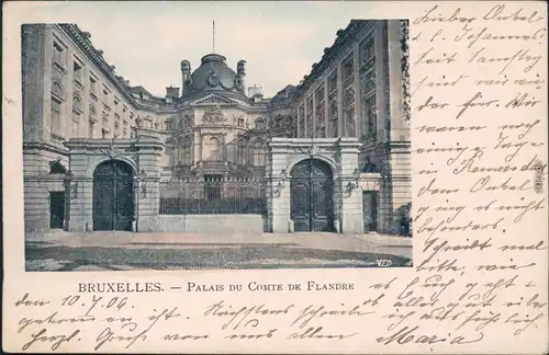 Ansichtskarte Brüssel Bruxelles Palast "du Comte de Flandre" 1906