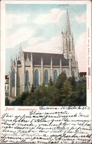 Ansichtskarte Basel Elisabethkirche 1903