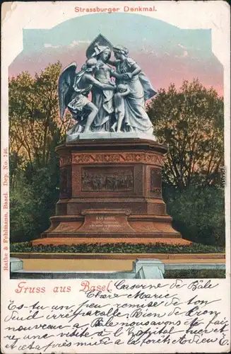 Ansichtskarte Basel Strassburger Denkmal 1903