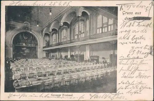 Ansichtskarte Hamburg Gruss aus der Stadthalle - Gr. Festsaal 1905 